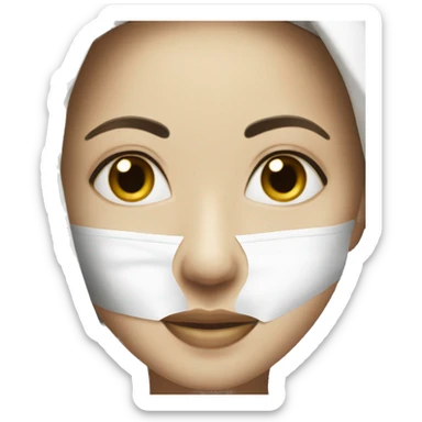 A serene women wearing a white sheet face mask sticker