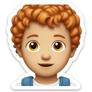 red hair toddler boy brown eyes, straight hair sticker