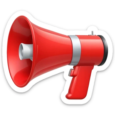 megaphone with a play button sticker