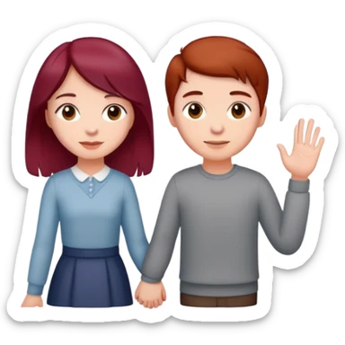 Burgundy haired girl holding boyfriends hand sticker