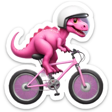 pink dinosaur  with a astronaut helmet on his head on a bike sticker
