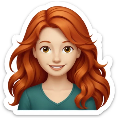 Profesora joven, sonrriente cabello rojizo y de pelo largo  sticker