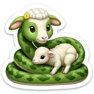 Cute adorable baby snake love cute lamb sticker