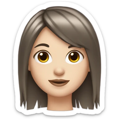 white girl brunette with fringe sticker