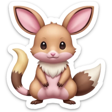 Kawaii Shiny Colorful Pastel Dedenne-Minccino-Furret-Eevee-fusion Full Body sticker