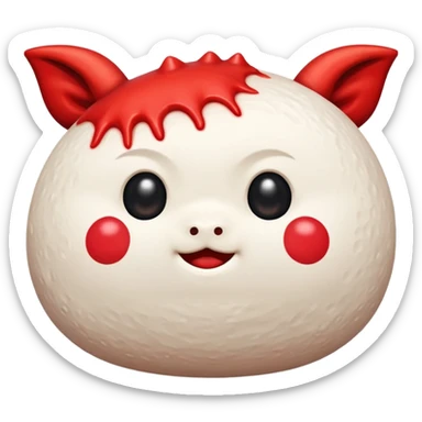Un mochi japonés con cuernos y rabo de diablo  sticker