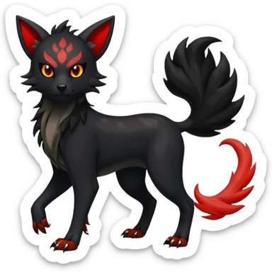 Houndoom-Mightyena-Litten-Zorua-Zygarde-fusion-hybrid-animal-creature, full body sticker