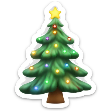  actual white fir christmas tree isolated. With Christmas lights sticker