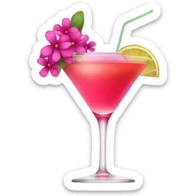 Cocktail with pink flowers sticker