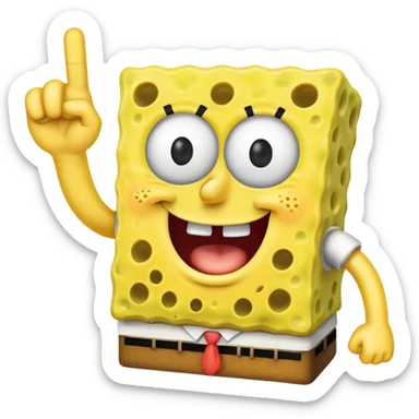 Can you create a sponge bob emoji holding up its middle finger?  sticker