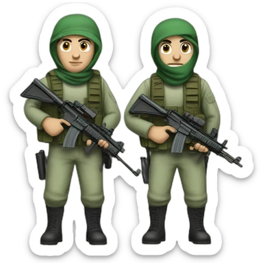 hamas and israeli fighters with rifles sticker