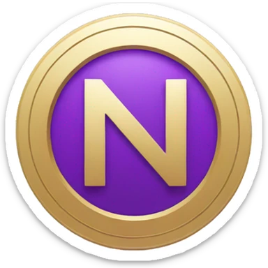 Purple coin with N letter sticker