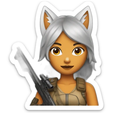 Foxgirl with rifle sticker