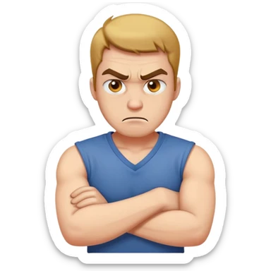 angry guy crossing arms around his next  sticker