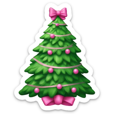 Christmas tree with pink bow sticker