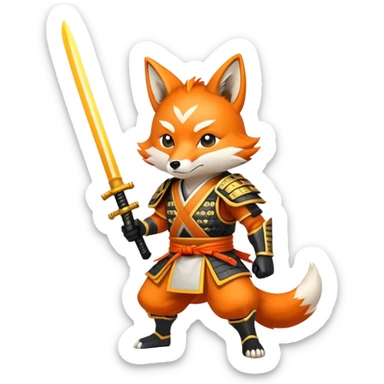 A fox samurai Warrior with lightning powers sticker