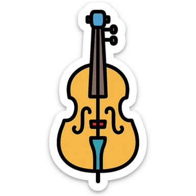 colored double bass musical instrument icon sticker