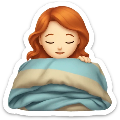 redhead girl sleeping with a blanket  sticker