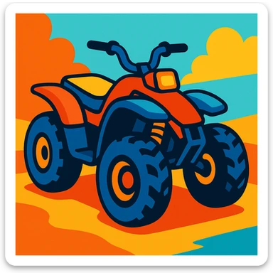 a quad bike, vibrant and playful style sticker