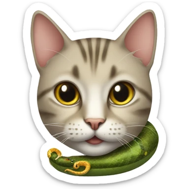 Cat with a snake on its neck  sticker
