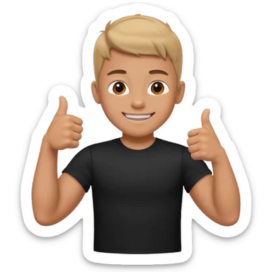 HAPPY MUSCULAR YOUNG BOY IN BLACK T SHIRT WITH THUMB UP  sticker