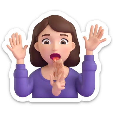 woman with drooling face and hands reaching for food, showing strong hunger sticker