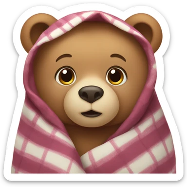 bear cozy in blanket sticker