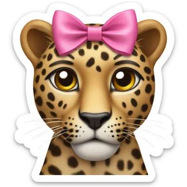 leopard with a pink bow on its head sticker