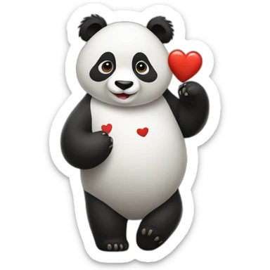 panda with heart sticker