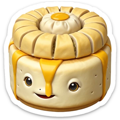 siu mai (a type of dim sum, just 1 cube of white color fish patty wrapped by yellow dough, leaving only the top part unwrapped, shape looks like short cylinder shape) sticker