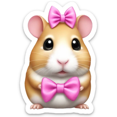 Coquette hamster wearing pink bow sticker