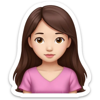 asian girl with long brown hair and fair skin wearing pink dress sticker