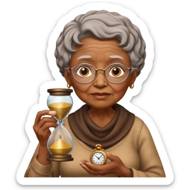 black grandma holding hourglass sticker