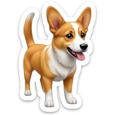 Black nose but full Orange furr and corgi East european village dog mix puppy with small leggs with ears down like a jack russel sticker