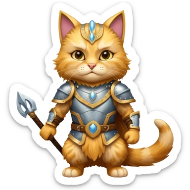 valorous Viking cat in Valhalla, detailed armor, heroic pose, glowing sky sticker