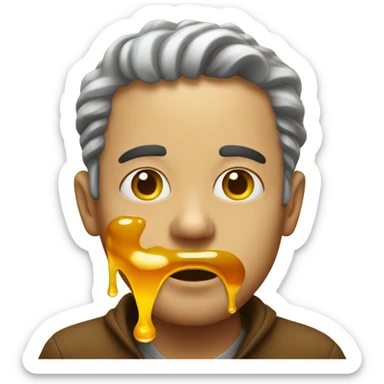 Man eating honey dripping off mouth sticker