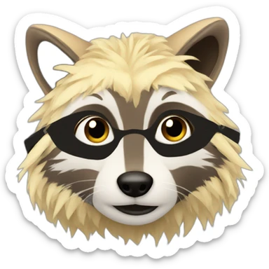 racoon with a blonde curly mullet hairstyle sticker