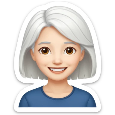 pure white hair, cute mature girl sticker