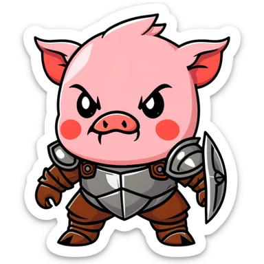 angry Minecraft baby Piglin in leather armor sticker