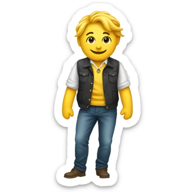 Yellow flirty emoji with garment in hand sticker