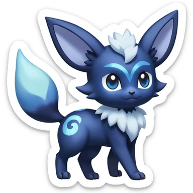 Shiny snowy pastel Nebulae Noibat-Meowstic-Umbreon-Fakémon-hybrid-creature (full body)  sticker