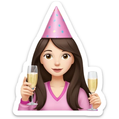 white happy long haired brunette girl in light pink at frat party sticker