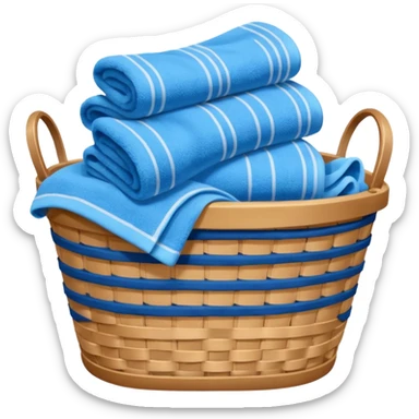laundry basket with blue towels sticker