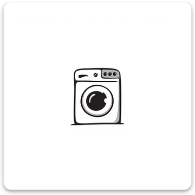 minimalist doodle of a washing machine, black lines, no color sticker