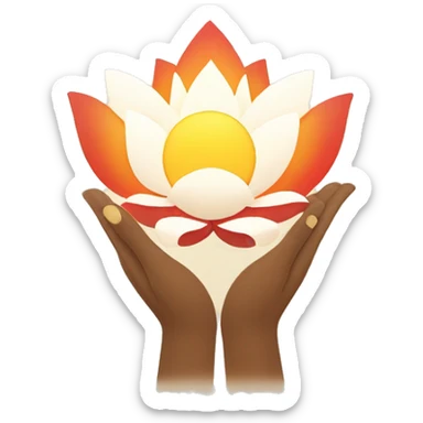 rising sun with welcoming arms and lotus flower sticker