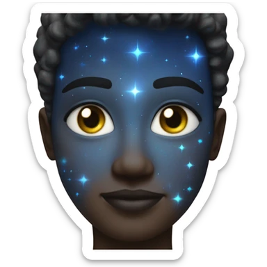 normal face shape make the skin galaxy like but make it zesty and rizzy with sky blue glowing eyes sticker
