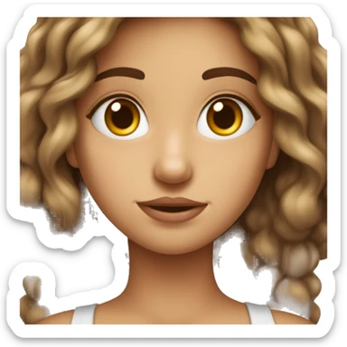 Une fille avec des cheveux brun ondule et des yeux brun  sticker