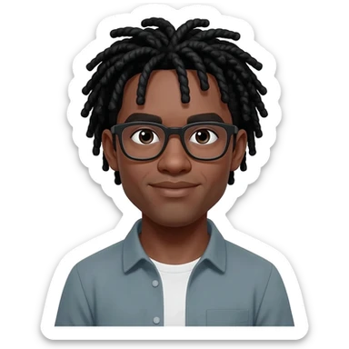 African American guy with black dreads wearing glasses sticker