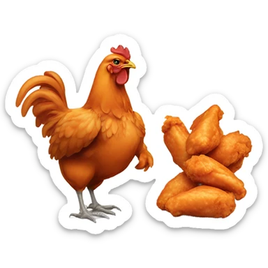 A chicken eating Buffalo chicken wings sticker
