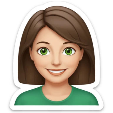 middle age woman with green eyes and long straight ashy brown hair  sticker